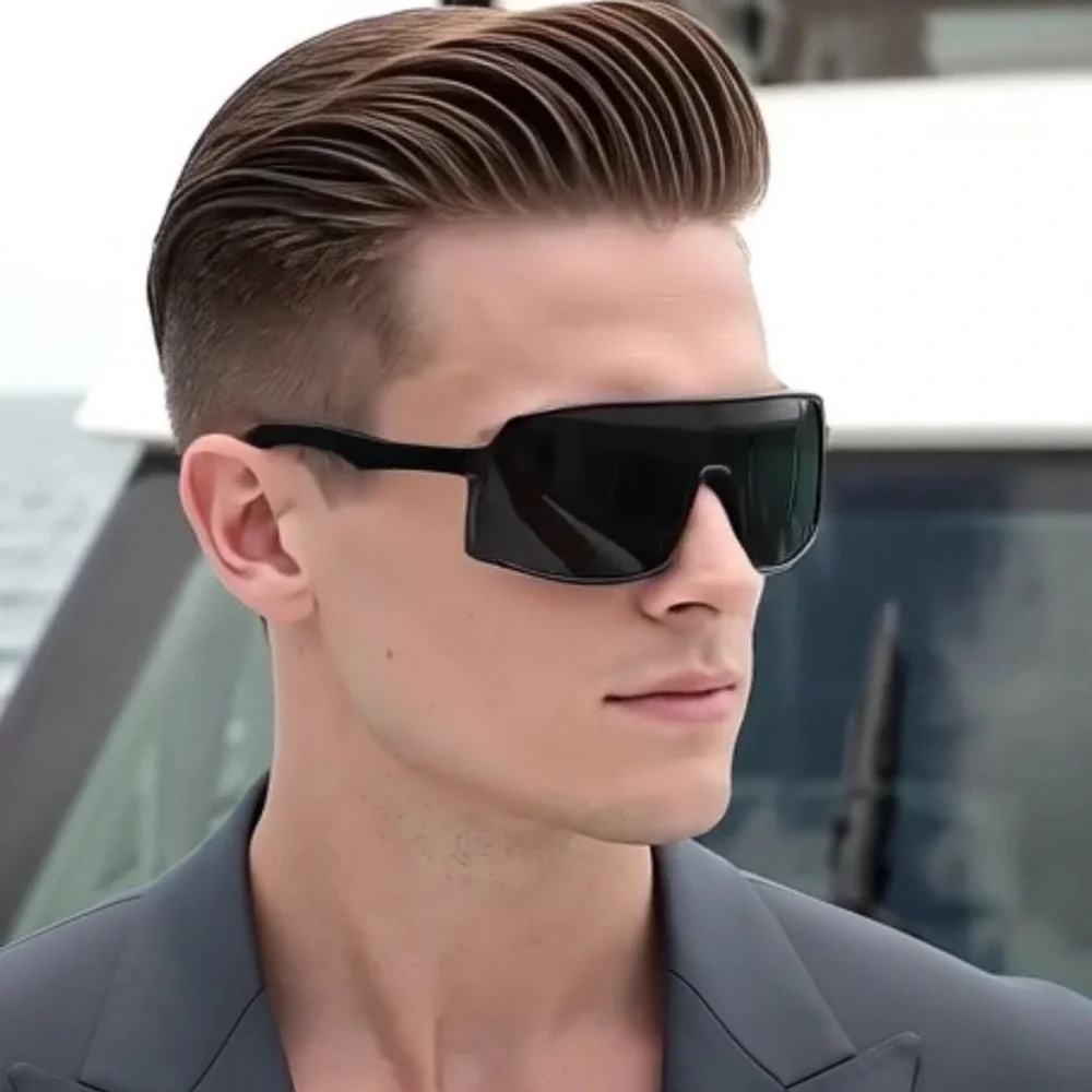Shield Sunglasses Safety Men Black Oversized Wrap Sport Performance UVProtection